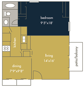 One Bedroom / One Bath - 690 Sq. Ft.*
